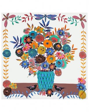 FA35218 WHITE Shawl Silk