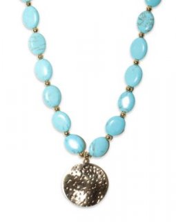 SST5025-13 Ketting Stainless Steel kort – Coin turquoise