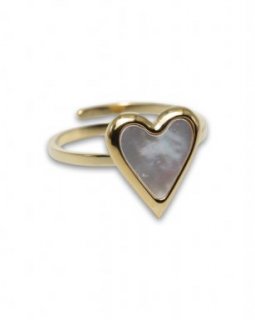 SST8004-141 Ring Stainless Steel – One size – Heart pearlescent